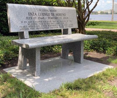 gray granite park style memorial bench